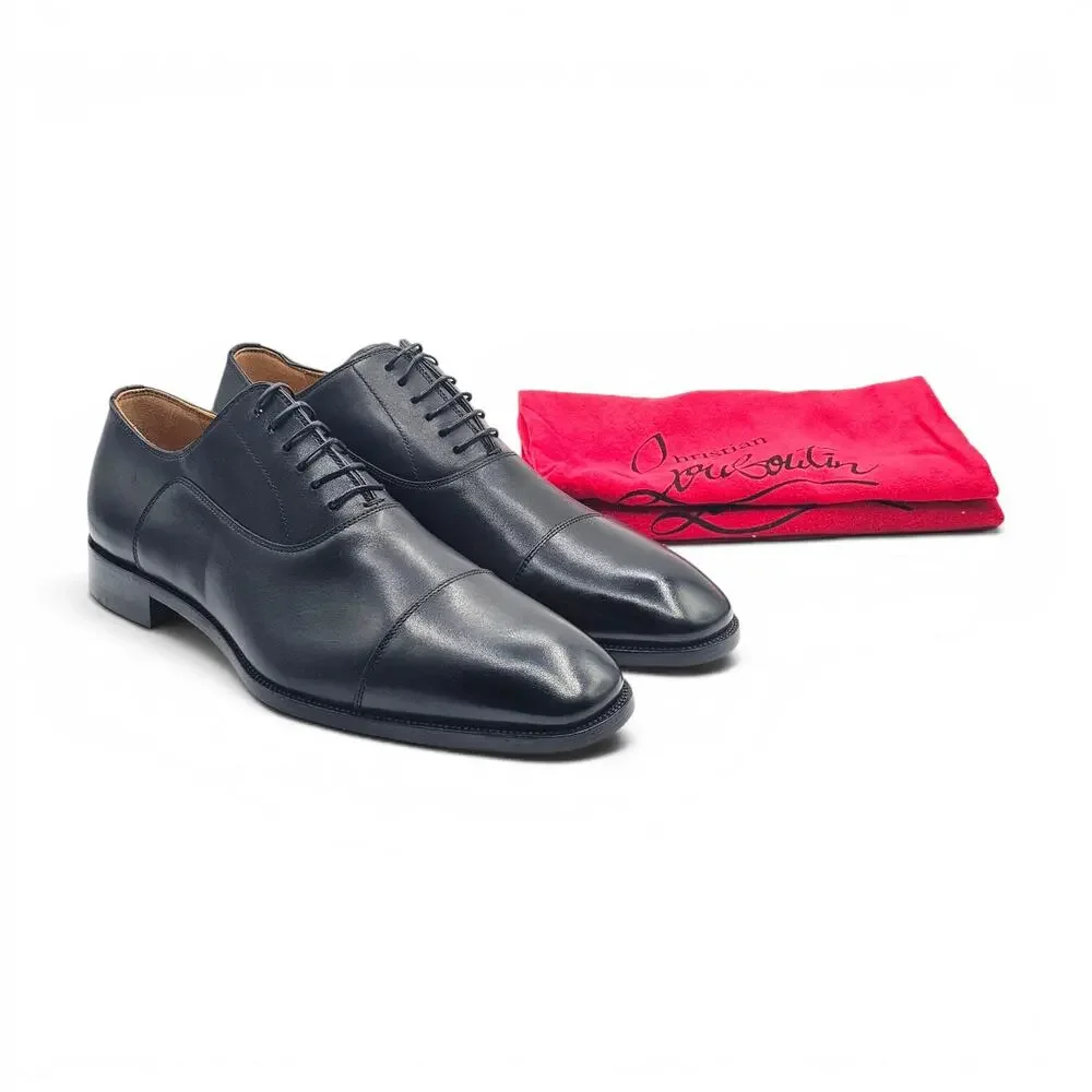 Christian Louboutin Greggo Leather Oxford Shoes Black EU 41 US 8 - $1050